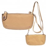 9043 - TAUPE PU LEATHER WRISTLETS / CROSS BODY BAG 